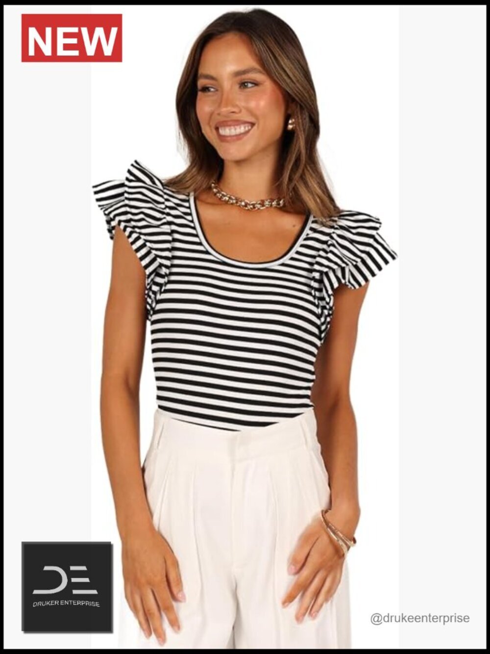 Cropped Ribbed Tank Top with Ruffle Sleeves